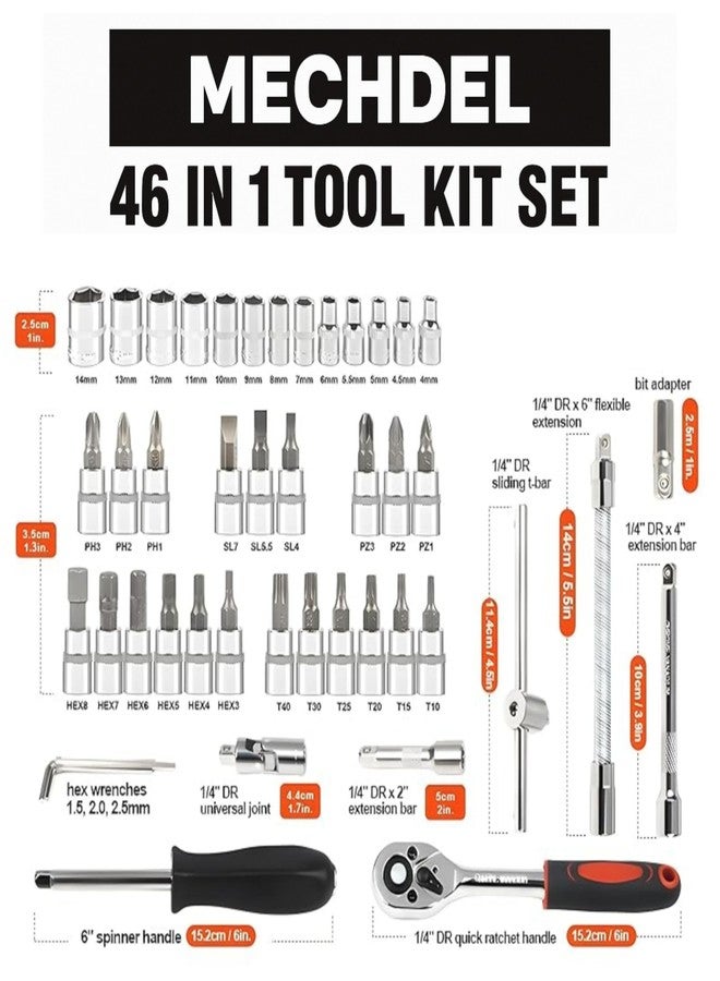 MECHDEL 46-in-1 Tool Kit for Home Use | Spanner Set | Socket Set | Wrench Set | Hand Tools | Bike Tool Kit Set | Goti Pana Box End Set | Socket Wrench Kit | DIY Car & Household Repair Tools - Image 4